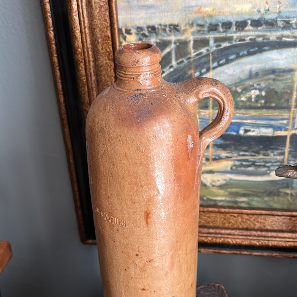 ANTIQUE German 1844 NASSAU Stoneware Bottle Artist Signed - Picture 4 of 12